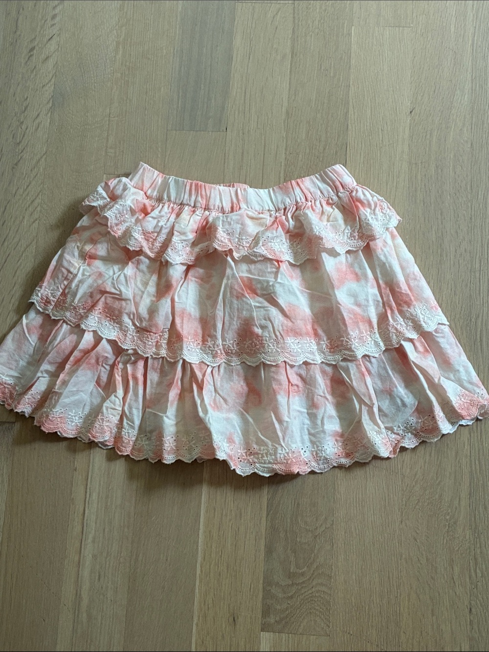 Mini Boden Pink and White Tiered Ruffle Skirt